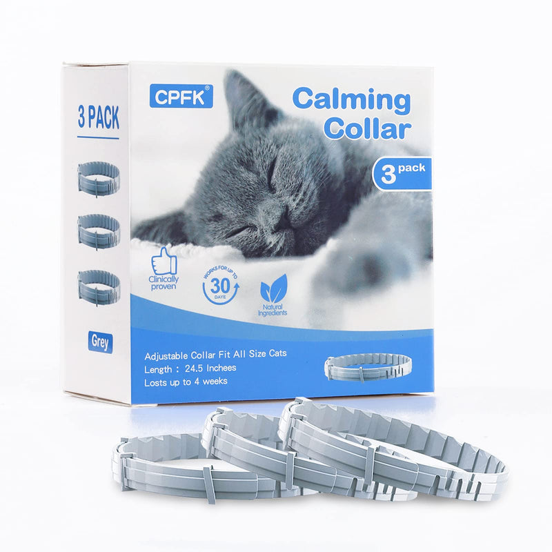 Calming Pheromone Collar Cat Collar Adjustable Size Waterproof Relaxing Anti Anxiety Stress Cat Collars for Kittens Relieves Anxiety Constant Calming Pack of 3 Gray - PawsPlanet Australia