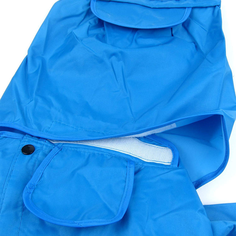 Morezi Waterproof Dog Raincoat with Removable Hoodie, Windproof Rain Snow Jacket, Outdoor Adjustable Drawstring, Waterproof Rain Jacket with Hood & Collar Hole - Blue - 012# 12# (Length: 32CM) - PawsPlanet Australia