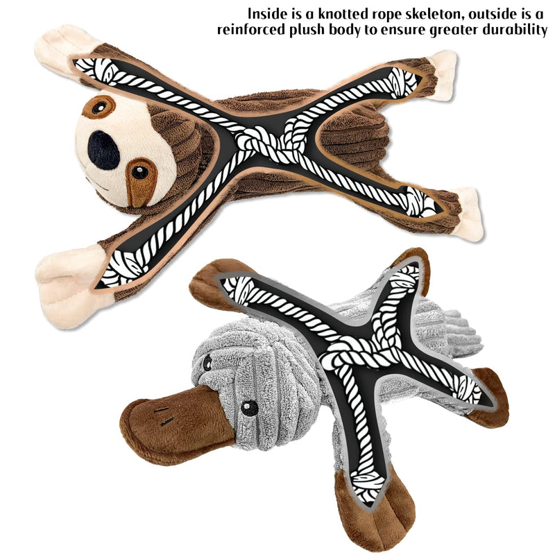 Dog toy dog toy, tug of war plush squeaky with crinkle paper and dog rope, robust dog chew toy for puppies, small, medium, large dogs platypus - PawsPlanet Australia