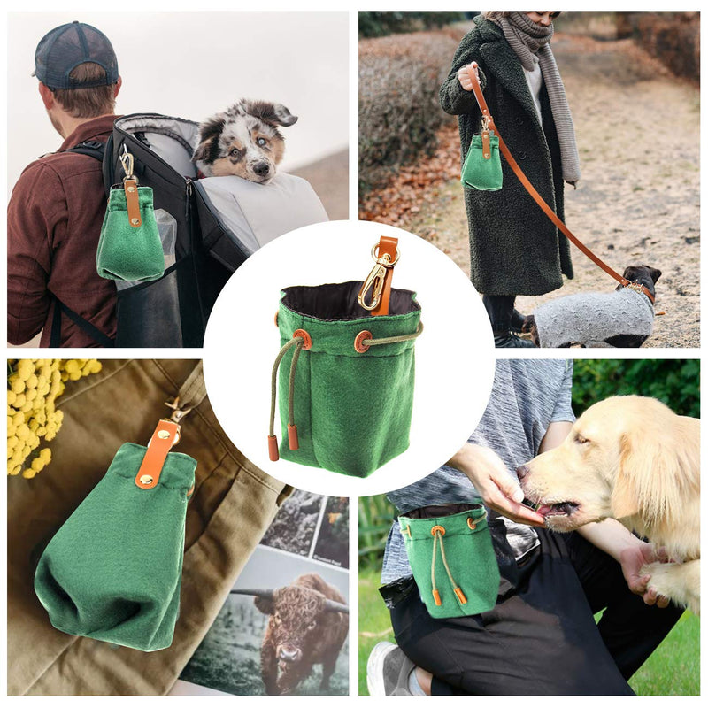 [Australia] - Changeary Dog Treat Pouch - Portable Dog Training Treats Bag Small Training Bag Easy to Use and Easy to Carry Green 