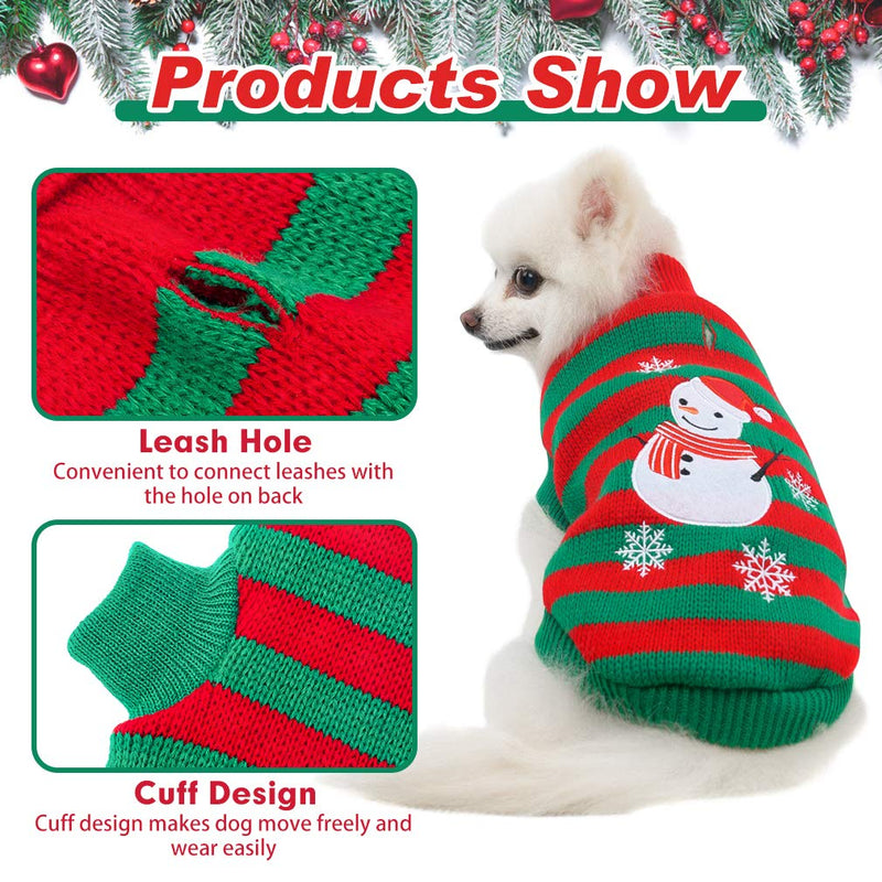 [Australia] - KOOLTAIL Dog Christmas Sweater - Snow Man Stripes Xmas Dog Holiday Sweaters Soft Knit to Keep Warm in Winter Ugly Sweaters Jumpsuits for Small Medium Large Dogs Cats XS(Neck 9"-10";Chest 15"-16") 