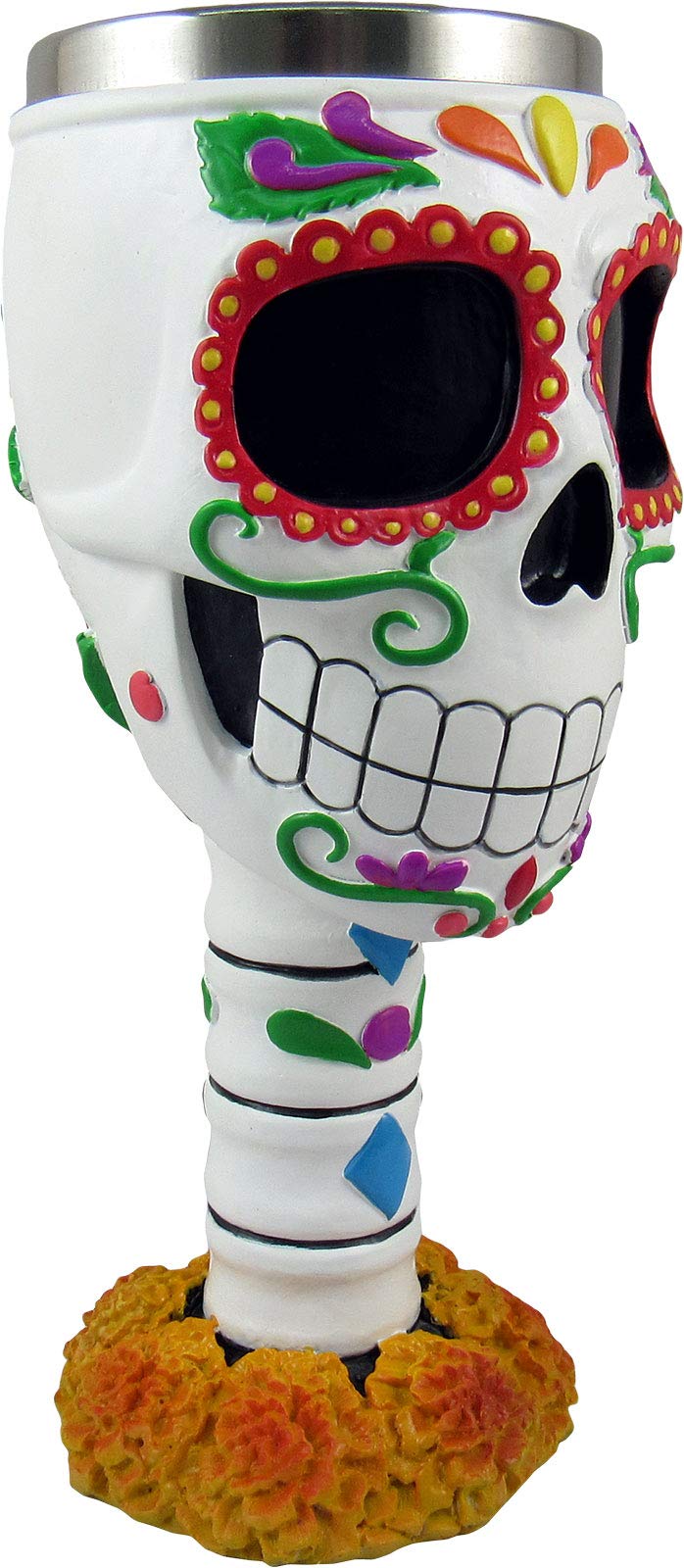 World of Wonders Sugar Skull Drink Goblet | Halloween Drinkware and Dia de Los Muertos Decorations | Fiesta Sugar Skull Decorations Gothic Party Decor - 8" - PawsPlanet Australia