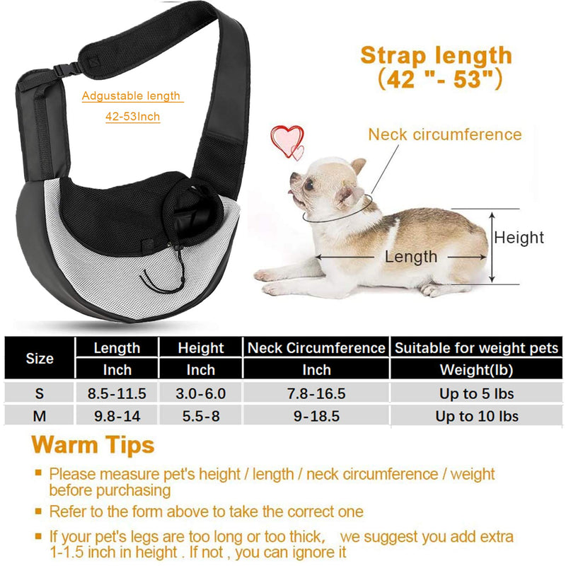 [Australia] - Zero Zoo Pet Dog Carrier Slings, Breathable Mesh Travelling Pet Hands, Zipper Anti-Pinch Hair Design, Adjustable Padded Strap Tote Dog and Cat Carrier Bag S/5lbs 