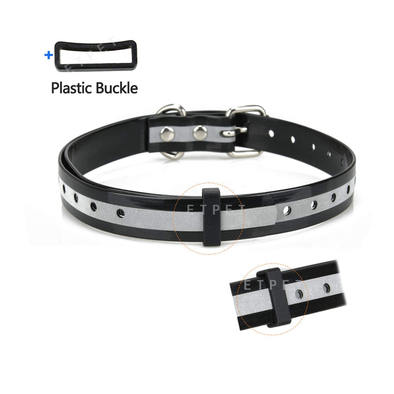 [Australia] - ETPET Dog Reflective Collar Belt for Most of Electronic Training Shock Collar Receivers-Adjustable Durable Waterproof Strap Replacement for Barking Collar Fence-Pet Reflect Light TPU Collar Strap … 1 Pack Black Reflective 