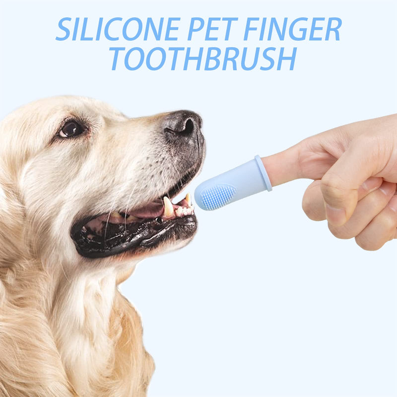 Dog Toothbrush Finger Toothbrush Silicone Pet Teeth Cleaning Toothbrush for Dogs Cat Dental Care Blue Pack of 8 - PawsPlanet Australia
