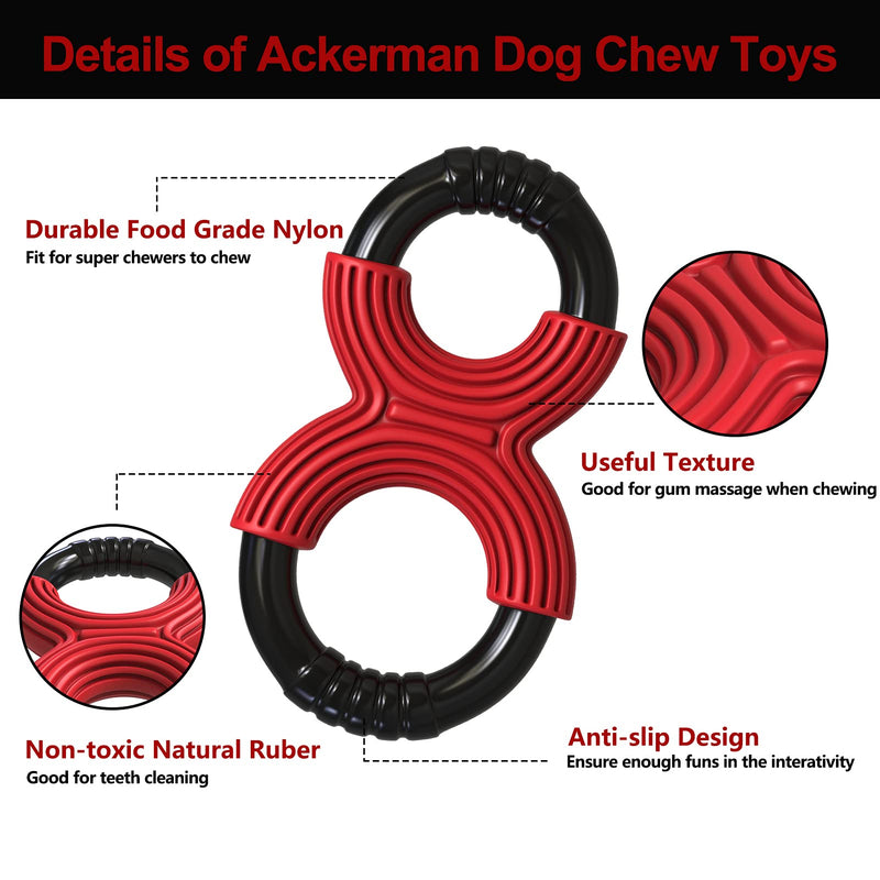 Dog Toys for Aggressive Chewers Large Breed - Ackerman 8" Interactive Dog Toys Large Indestructible Dog Toys, Food Grade Nylon and Rubber Made, Tug-of-War Toy for Medium Large Dogs (Beef Flavor) - PawsPlanet Australia