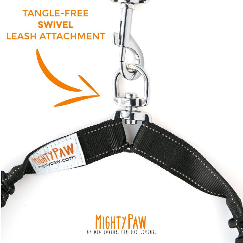 [Australia] - Mighty Paw BungeeX2 Double Dog Leash, Premium Quality Dog Leash, Comfort Force Absorbing Bungee Handle 30-100 Black 