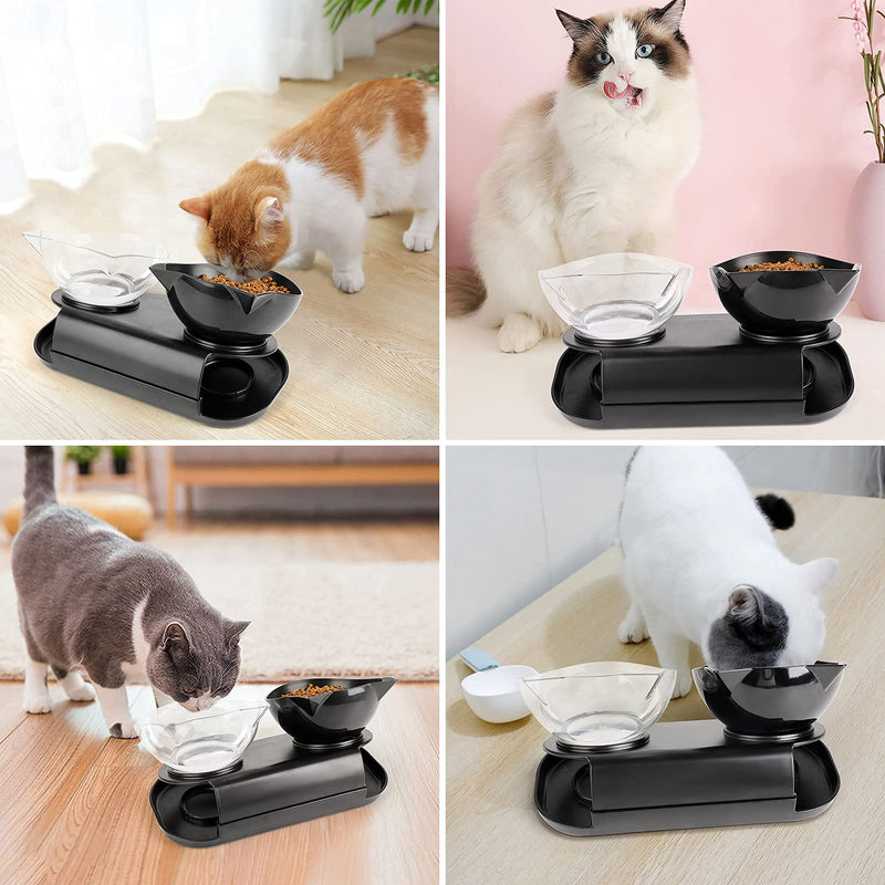 Dorakitten Cat Bowl Kitten Food Bowls Pet Water Feeding Bowl Double Cats Bowl Raised Double Kitten Dishes 15° Inclined Platform Cat Feeder Cat Holder Bowl with Stand for Cats and Small Dogs - PawsPlanet Australia