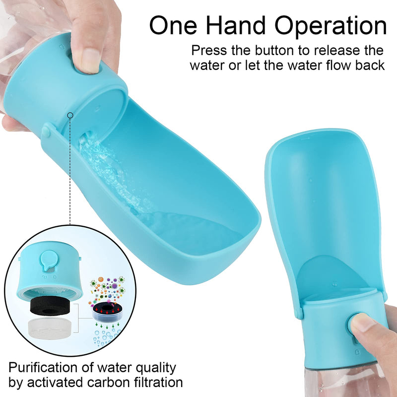 Gezimetie Dog Water Bottle - Foldable Dog Water Dispenser for Walking with Dog Waste Bag, Portable Pet Water Bottle for Travel, BPA Free Water Bottle for Cat, Rabbit,Puppy and Other Animal 280ML Blue - PawsPlanet Australia