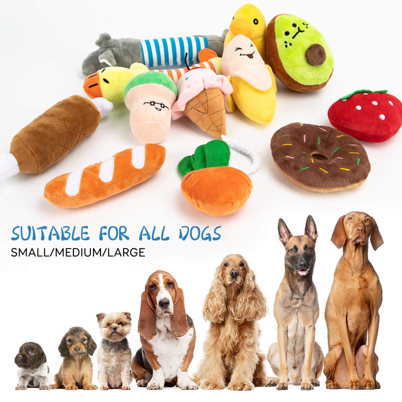 [Australia] - ENIBON Squeaky Dog Toys, Cute Stuffed Plush Pet Chew Toys, Durable Interactive Teething Toys for Puppy Small Medium Dogs (12 Packs) 