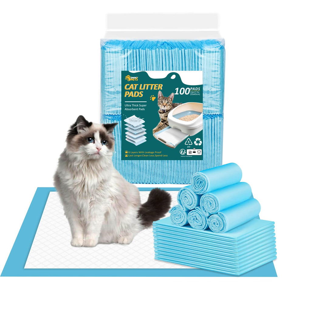 Ownpets Cat Litter Pads 45 x 33 cm Leak-Proof 6 Layers Kitten Training Pads Litter Tray Urination Pads with Super Absorbent 50pcs 50 - PawsPlanet Australia