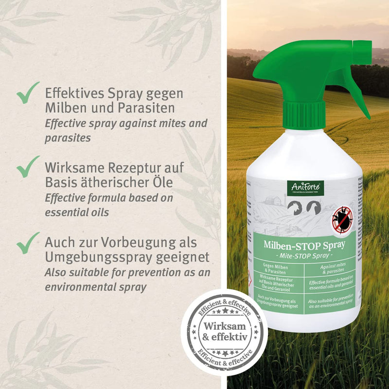 AniForte mite spray chickens & poultry 500ml - against mites & parasites, mite stop, mite agent as an environmental spray & contact spray, for prevention & acute infestation - PawsPlanet Australia