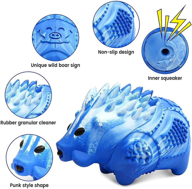 Dog Chew Toys for Aggressive Chewers Large Medium Breed Indestructible Tough Durable Dog Toys Squeaky Dog Chew Toys with Milk Flavor Toughest Natural Rubber for Teeth Cleaning Blue Porcupine - PawsPlanet Australia