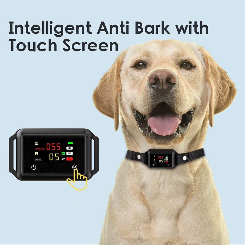 Bark Collar, Intelligent Dog Bark Collar for Small Medium Large Dogs, Rechargeable Anti Bark Collar with Touch Screen, Effective Sound, Vibration, Automatic Shock Modes Humane Training Device (Black) Black - PawsPlanet Australia