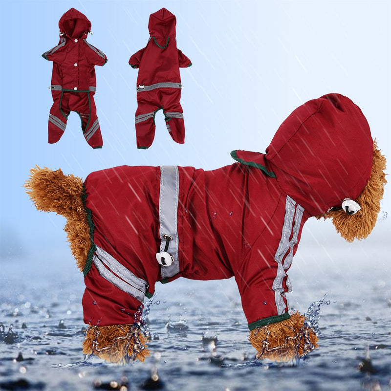 Fdit Pet Dog Raincoat Cat Dog Waterproof Jacket Hood Rain Coat Reflective Jumpsuit Apparel for Small Medium Dogs(XS) XS - PawsPlanet Australia