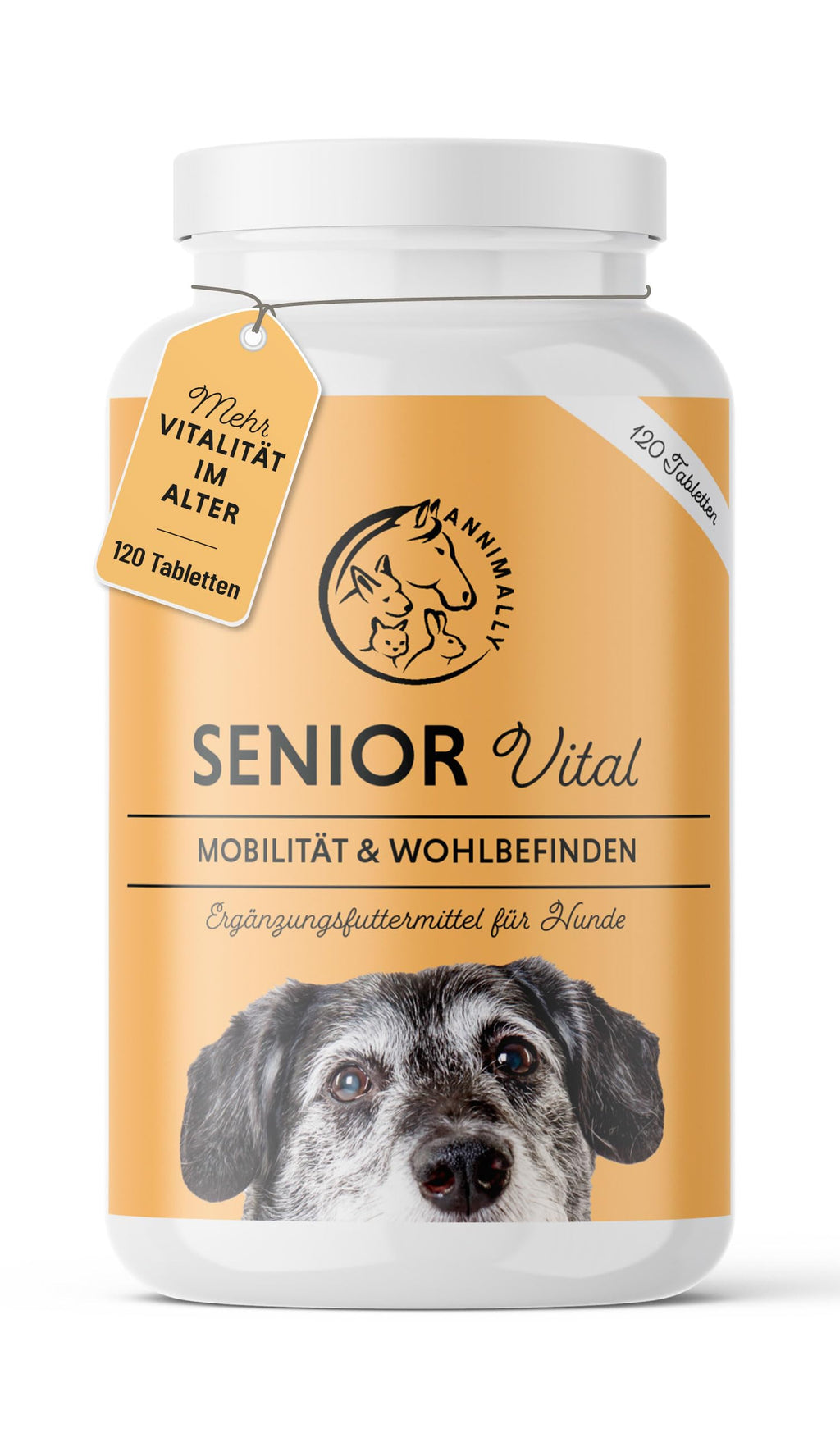 Annimally Senior Vital 120 joint tablets for dogs with MSM, ginger, frankincense, spirulina mobility and well-being for joints, cartilage and connective tissue tablets - PawsPlanet Australia