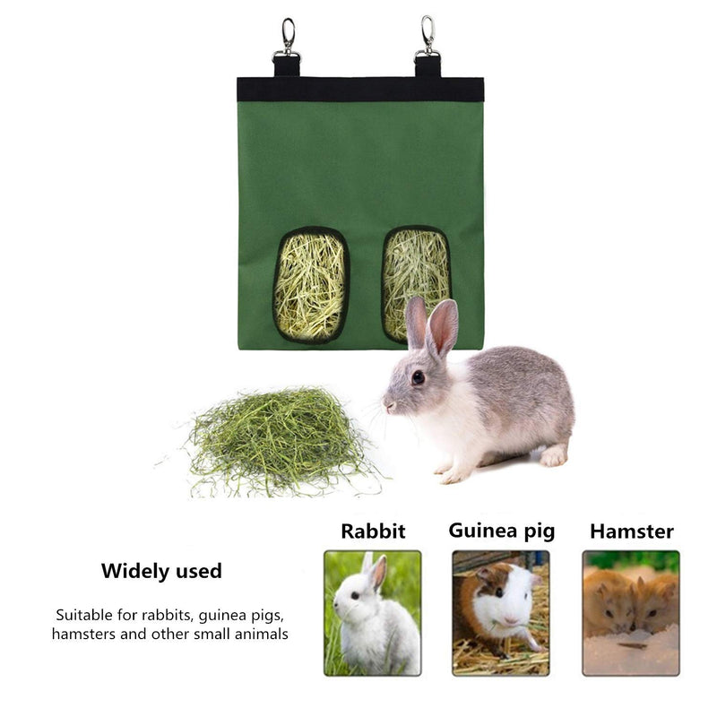 [Australia] - Rabbit Hay Feeder Bag, Guinea Pig Hay Feeder Storage, Waterproof Hanging Feeding Hay for Bunny Chinchilla Guinea Pig 600D Oxford Cloth Fabric (Green) 