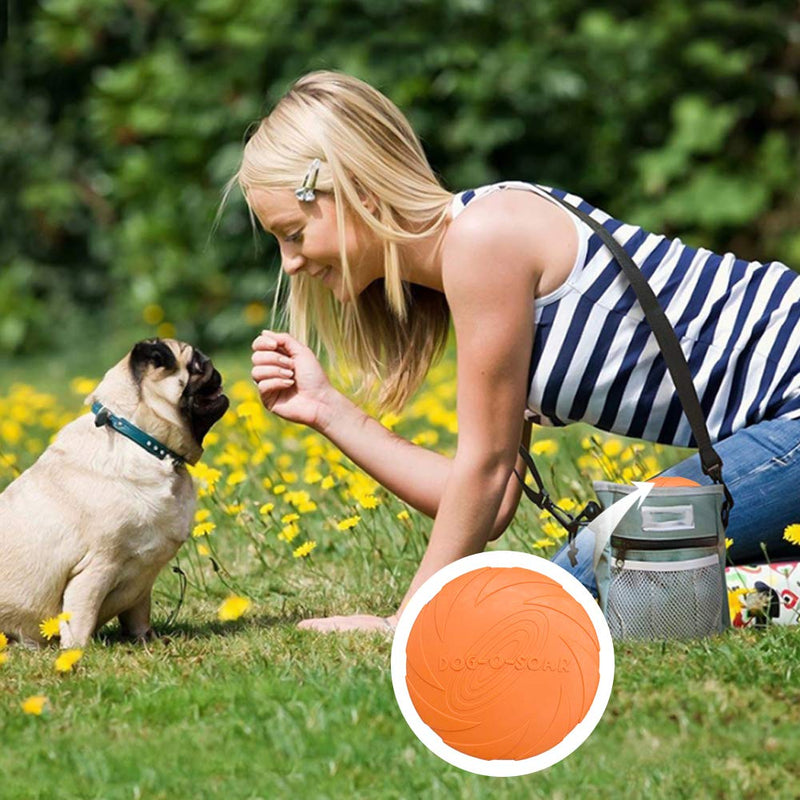 Dog Flying Disc Toy 8.7inches, Pet Training Rubber Interactive Toy, Floating Water Dog Toy for Medium, Large Dogs Outdoor Flight orange - PawsPlanet Australia