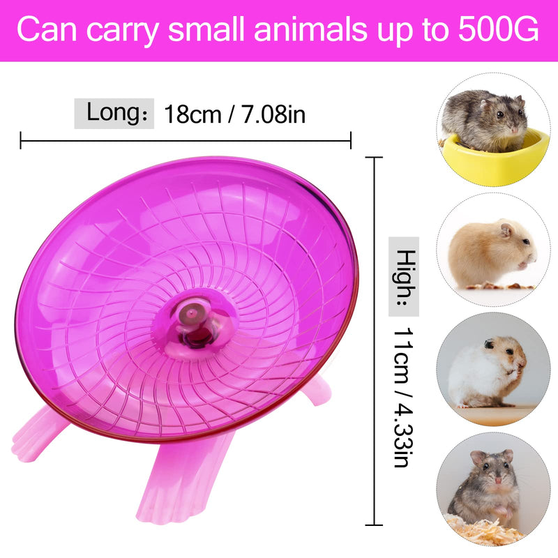 Flying Saucer Hamster Wheel With Silent Spinner 18cm for Cage Dwarf Hamster Small Rat (pink) - PawsPlanet Australia