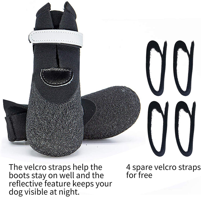 BESUNTEK Dog Boots,Waterproof Rugged Pet Dog Booties All Weather Puppy Shoes Large Dog Boots Nonslip Black Rubber Sole Reflective Velcro Strap Breathable Paw Protectors,4PCS 4 - PawsPlanet Australia