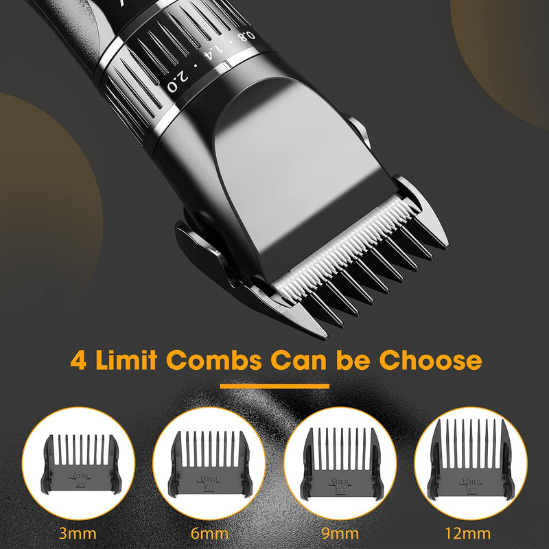 AOKEY Dog Clippers, Cordless Professional Dog Grooming Kit with Stainless Steel Comb and Scissors, Ultra-Quiet Dog Grooming Clippers Suitable for Cats, Dogs, Multiple Pets, Long Battery Life Black 1 - PawsPlanet Australia