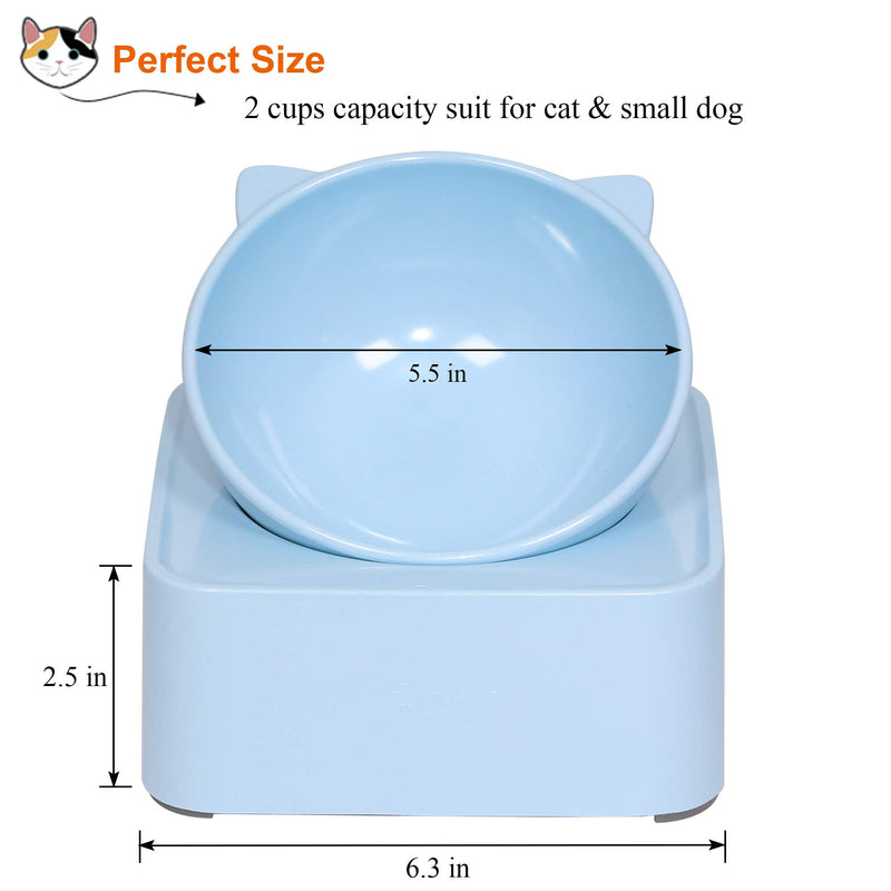 [Australia] - UPSKY Peto Cat Dog Bowl Raised Cat Food Water Bowl with Detachable Elevated Stand Pet Feeder Bowl No-Spill, 0-30°Adjustable Tilted Pet Bowl Stress-Free Suit for Cat Dog (White) Blue 