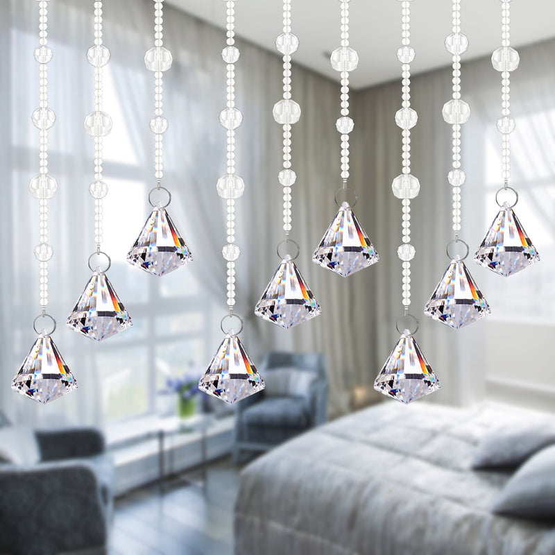 Fushing 5Pcs Crystal Garland, Crysal Bead Strands Curtains for Door, Window, Screen, Divider, Home, Party, Wedding, Christmas Decoration(6'', Clear) 6'' - PawsPlanet Australia