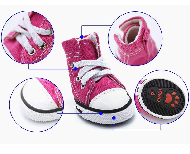 [Australia] - abcGoodefg Pet Dog Puppy Canvas Sport Shoes Sneaker Boots, Outdoor Nonslip Causal Shoes, Rubber Sole+Soft Cotton Inner Fabric #5(1.89*2.36) Pink 