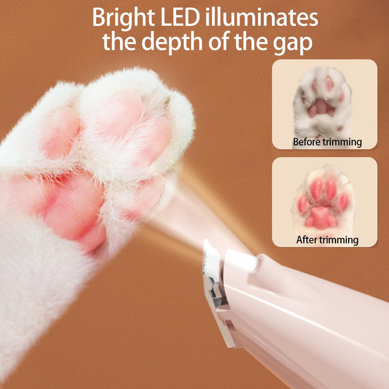 Dog Paw Trimmer, Pet Foot Hair Trimmer, USB Rechargeable Dog Clipper, 40 dB Low Noise Dog Cat Electric Hair Trimmer with LED, for Paws, Eyes, Ears, Face, - PawsPlanet Australia