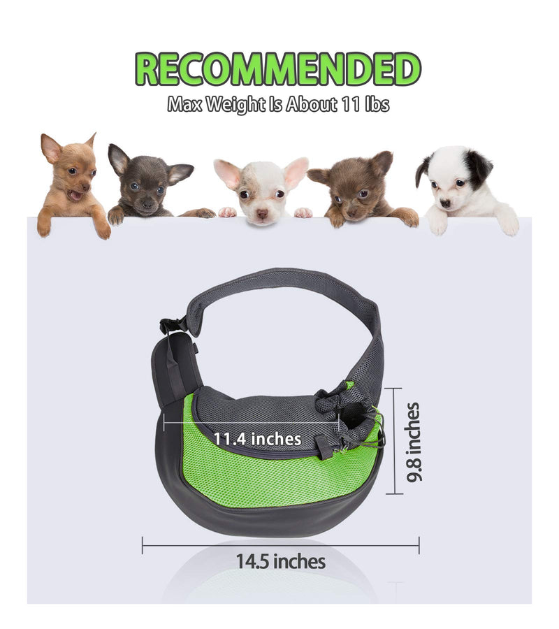 [Australia] - SUKCESO Pet Sling Carrier Bag. Mesh Travel Front Carrying Bag for Small Dogs Cats Large Green 