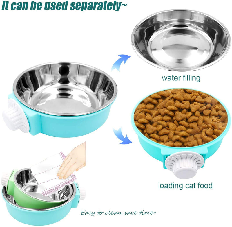 nuoshen 2 Pcs Pet Crate Bowls, 2-in-1 Dog Hanging Bowl Removable Cage Water Bowls for Small Animals - PawsPlanet Australia