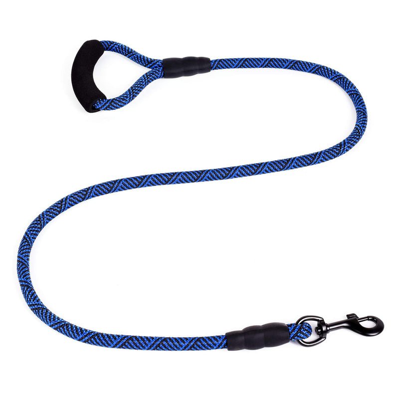 [Australia] - Mile High Life Mountain Climbing Nylon Dog Rope Leash with Soft Handle 4 Feet (Multi-Colors) Black Blue 