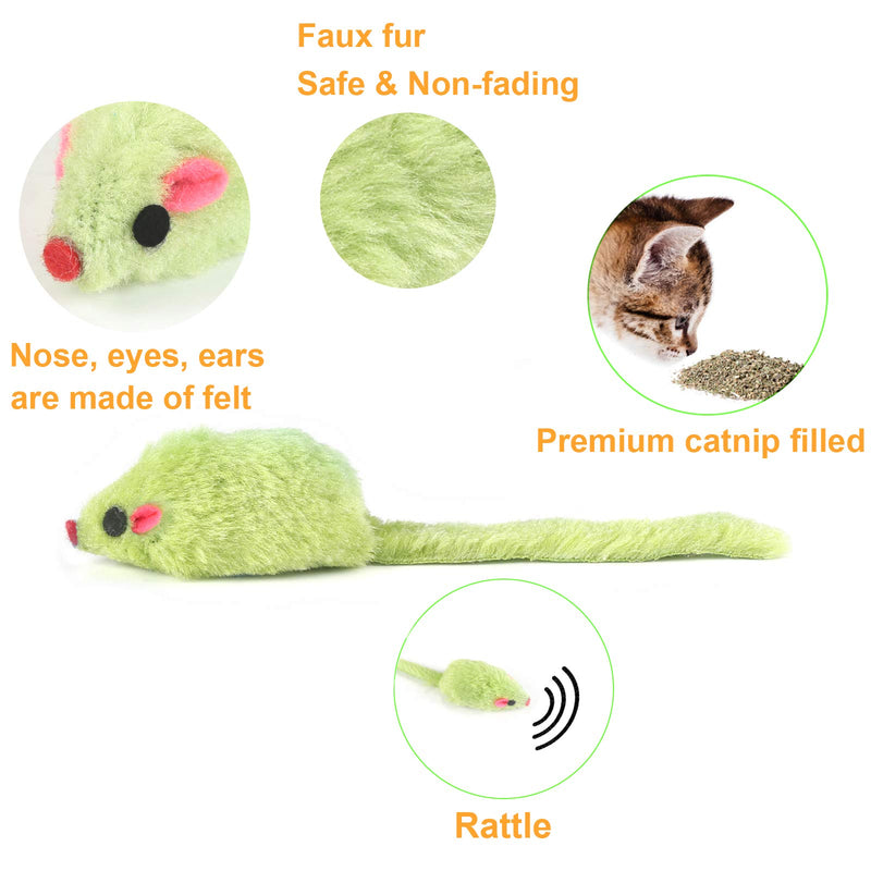 [Australia] - MeoHui 30PCS Catnip Toys for Cats, 5.5 Inches Faux Furry Catnip Mouse Toy with Rattle Noise, Rattling Fluffy Cat Toys Mice for Cat Kitten Exercise Interactive Play Fetch, 6 Colors Mixed Value Pack 