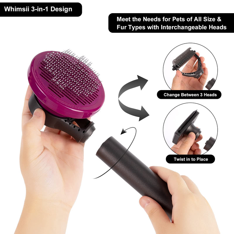 Whimsii 3 in 1 Professional Grooming Brush & Deshedding Tools for Dogs, Cats & Rabbits, Reduce Shedding, Daily Use for Removing Loose Fur, Detangling & Grooming Mats, Ideal for Short to Long Hair 3 in 1 Grooming Brush - PawsPlanet Australia