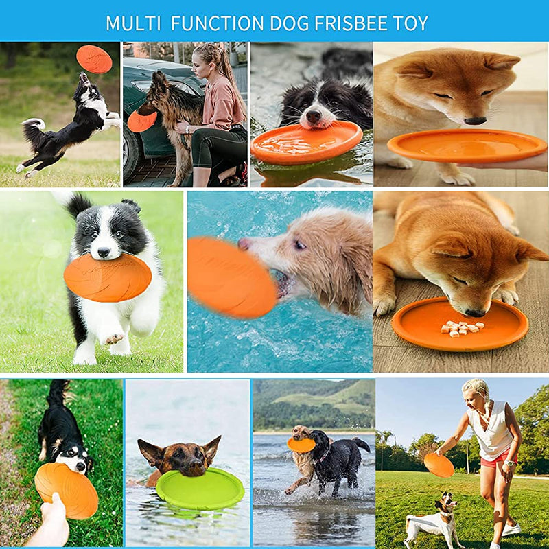 Anguiren 2 Pack Dog Flying Disc Toy Large 8.7 inches, Pet Nature Rubber Interactive Toy , Portable and Soft Dog Toy Saucer Flying Disc Durable Pet Supplies for Training Floating Flying ( Orange, Pink) - PawsPlanet Australia