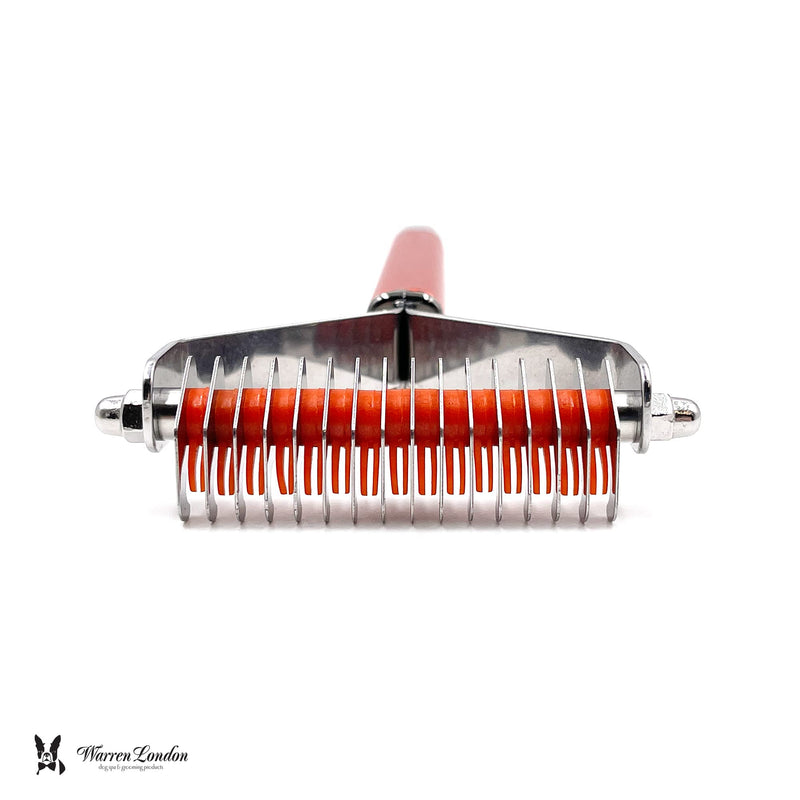 Warren London Dematting Rake Dog Brush for Dematting & Shedding | Premium Undercoat Rake for Dogs | Cat Brush for Long Haired Cats Deshedding Tool | Skin Friendly Rounded Edge Dematting Tool for Dogs | Ergonomic Handle - PawsPlanet Australia