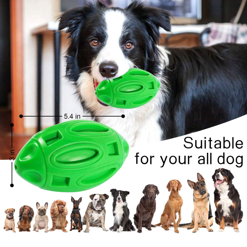 [Australia] - vnice Squeaky Dog Toys for Aggressive Chewers,Elasticity Natural Rubber Football,Puppy Toothbrush,Durable Interactive Pet Toy Ball for Small Medium and Large Breed green 