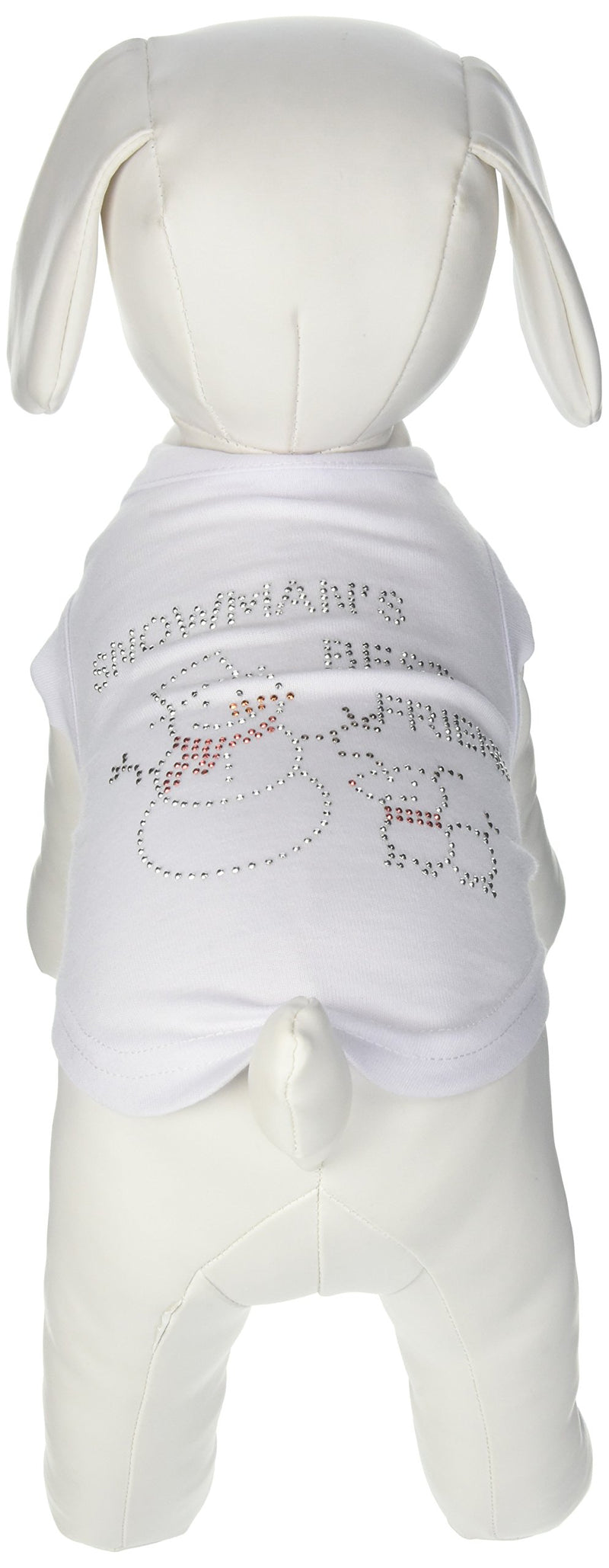 [Australia] - Mirage Pet Products 10-Inch Snowman's Best Friend Rhinestone Print Shirt for Pets, Small, White 