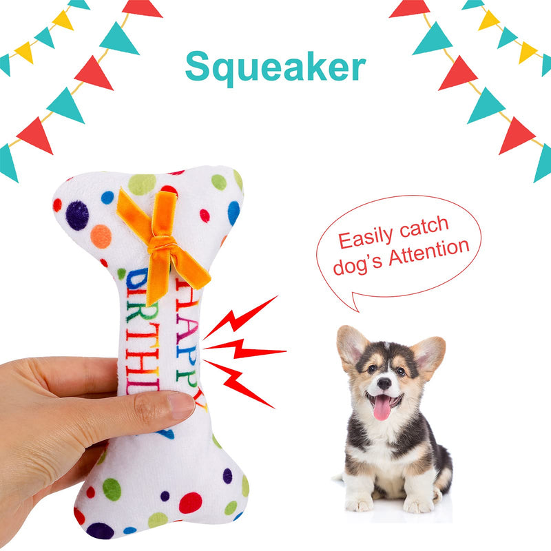 AKlamater Pet Dog Birthday Cake & Birthday Bone Squeaky Soft Plush Toy - Celebrate Your Dog's Happy Birthday (Blue) Blue - PawsPlanet Australia