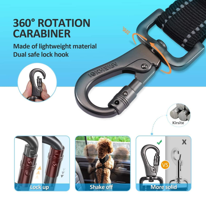 IOKHEIRA Dog Seat Belt for Car, Dog Belt for Car Safety Harness Adjustable with Universal Plug & Locking Bar Attachment (Midnight) Midnight - PawsPlanet Australia
