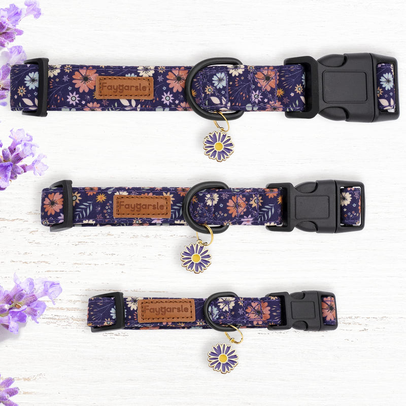 Faygarsle Floral Dog Collar for Girls and Female Dogs Soft and Fancy Pet Collar with Flower Design Ideal Purple Dog Collar for Small Medium Large Dogs M - PawsPlanet Australia