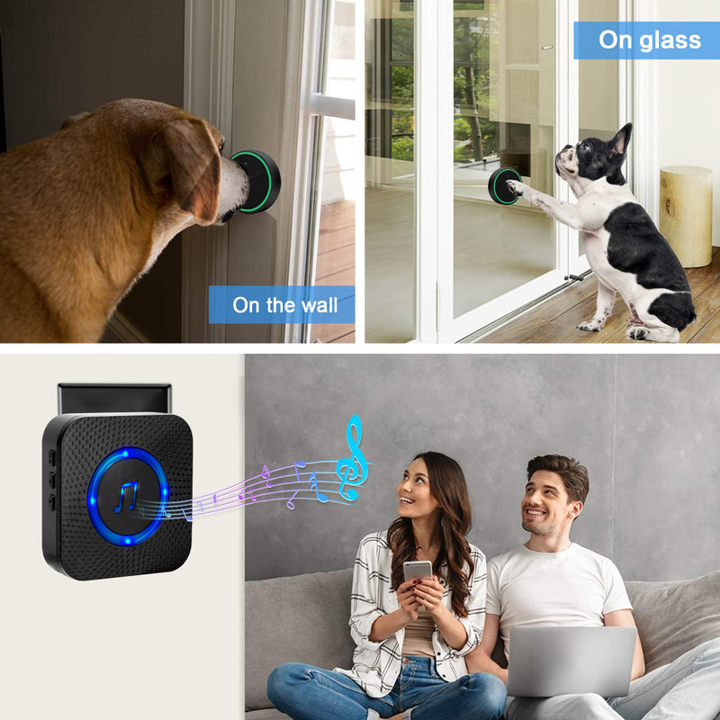 ChunHee Dog Doorbells for Potty Training-Wireless Dog Door Bell for Dog Cat-IP65 Watrerproof Touch Button, Operating at 950 Feet with 58 Melodies 5 Volume Levels LED Flash Receiver - PawsPlanet Australia