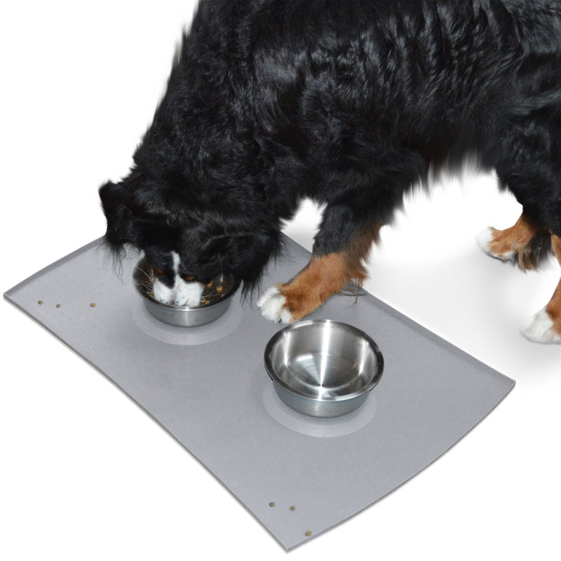 PetFusion X-LARGE Waterproof Dog Food Mat (86x58 CM). FDA Grade Silicone [superior hygiene, non-toxic, multiple sizes] Gray - PawsPlanet Australia