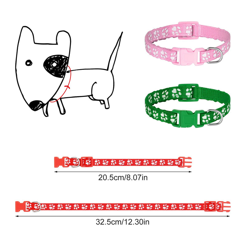 Heyu-Lotus 12-Pack Puppy Collars,Paw Print Puppy Whelping Collars Quick Release Buckle Adjustable Leash Pet Safety Collars for Puppies and Cats - PawsPlanet Australia