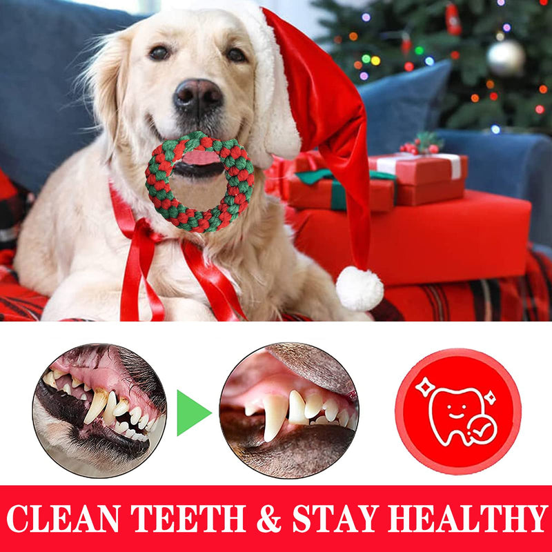 BINXWA Pack of 5 Dog Toys Christmas, Dog Toys Chew Natural Cotton Dog Toys Rope Dog Toys Candy Cane for Small and Medium Dogs Gift Christmas - PawsPlanet Australia