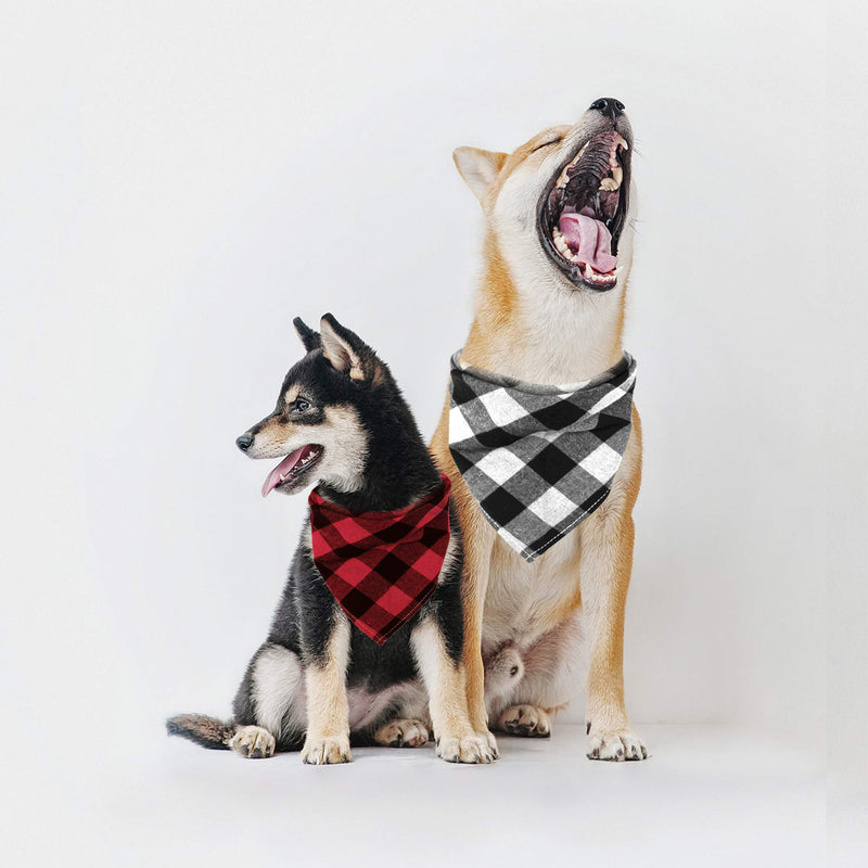 Dog Bandanas, 4pcs Washable Cotton Plaid Dog Scarf, Triangle Kerchief Dog Bibs, Accessories for Small Medium Large Sized Dogs Cat Pet (Red, Black, Blue, Green) - PawsPlanet Australia