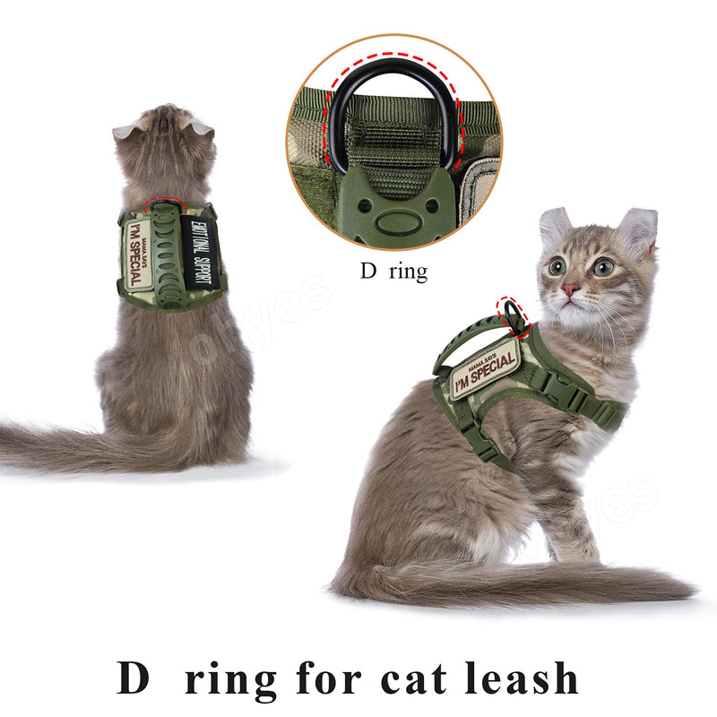 Tactical Cat Harness for Walking Escape Proof, Soft Mesh Adjustable Pet Vest Harness for Large Cat,Small Dog L A-Green - PawsPlanet Australia