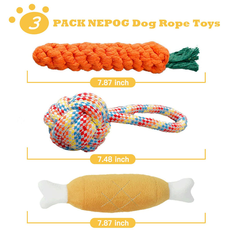 Dog Rope Toys for Aggressive Chewers (7-50lbs)-NEPOG 3 Pack Valued Dog Toys for Small,Medium Breed & Large Breed Puppy with Interactive Dog Chew Toys, Squeaky Dog Toys for Teething - PawsPlanet Australia