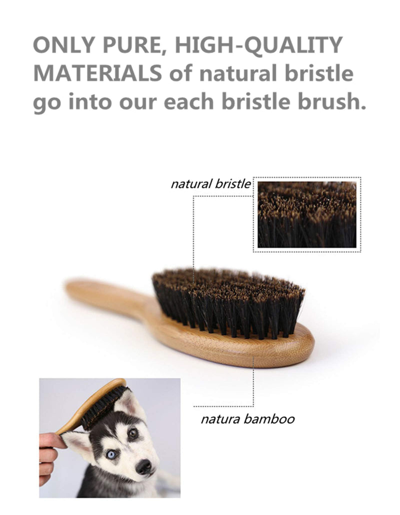 [Australia] - Patina Pet Grooming Brush,Natural Bamboo Boar Bristles Brush for Matted Short and Long Haired Dogs Cats Gentle Easy Grooming Massage 