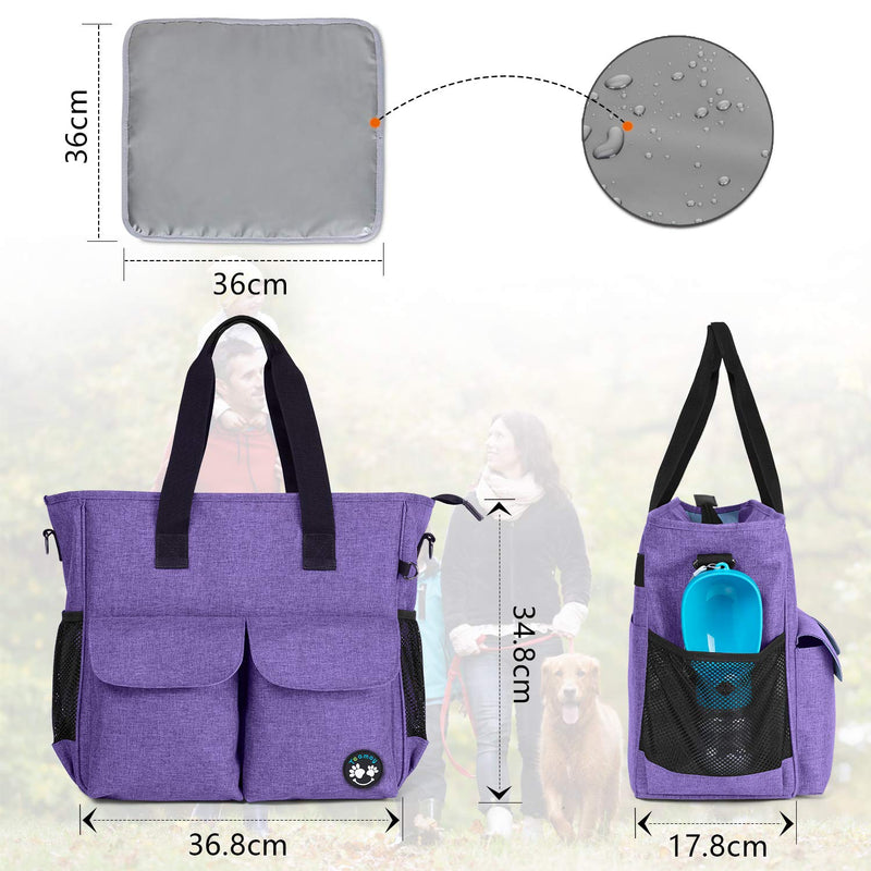 Teamoy Travel Bag for Dog Gear, Pet Supplies Tote Bag for Carrying Pet Food, Treats, Toys and Other Essentials, Ideal for Travel, Camping or Day Trips, Purple - PawsPlanet Australia